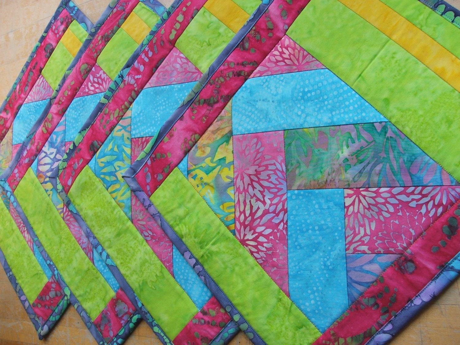 SOLD Set of Four Spring Placemats Quilted Placemats