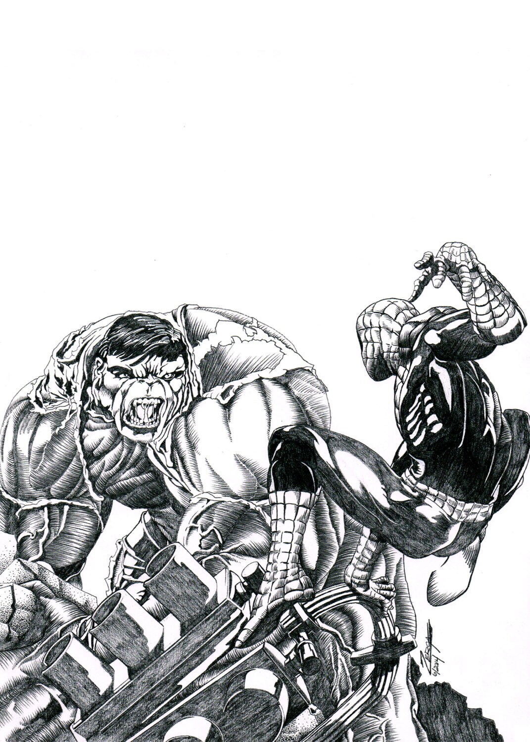 Hulk vs Spider Man Pencil Sketch by LegendsStudios on Etsy