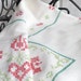 Cross stitched tablecloth, vintage Swedish linen,pink green tablecloth ,shabby linen