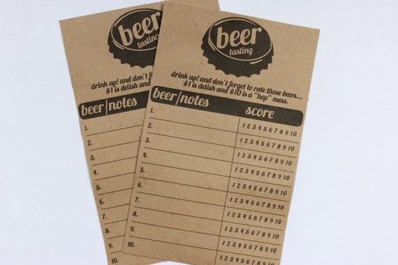 Printable Beer Tasting Score Cards Instant Download