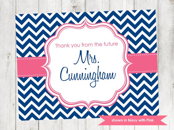 Chevron Bridal Shower Thank You Note - Shower Themed Printable Thank You - Colors and Text Customizable Il_570xn