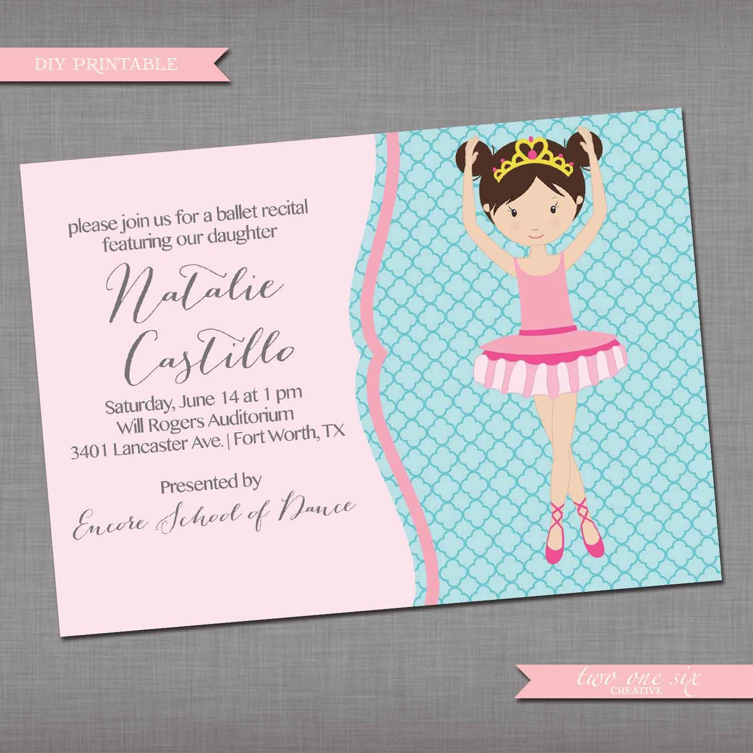 Ballerina Recital Invitations 1