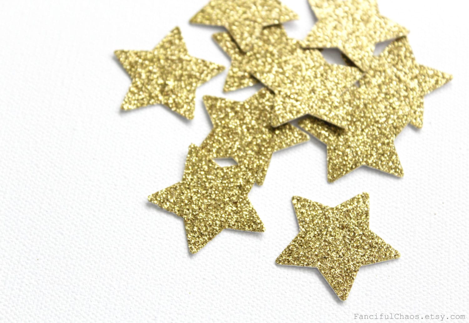 25 Gold Glitter Stars Die cuts punches cardstock 1 3/8 inch