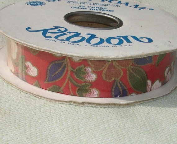 Vintage Floral Fabric Ribbon - 25 yards - Craft supply
