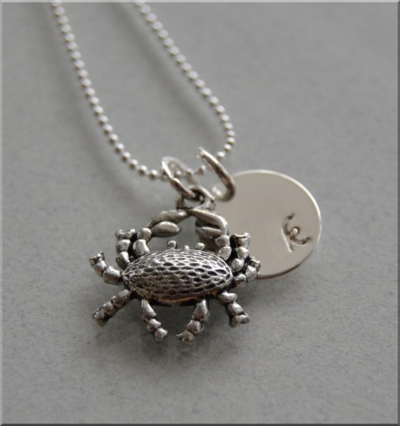 Items similar to Personalized Crab Necklace, Ocean Necklace, Ocean