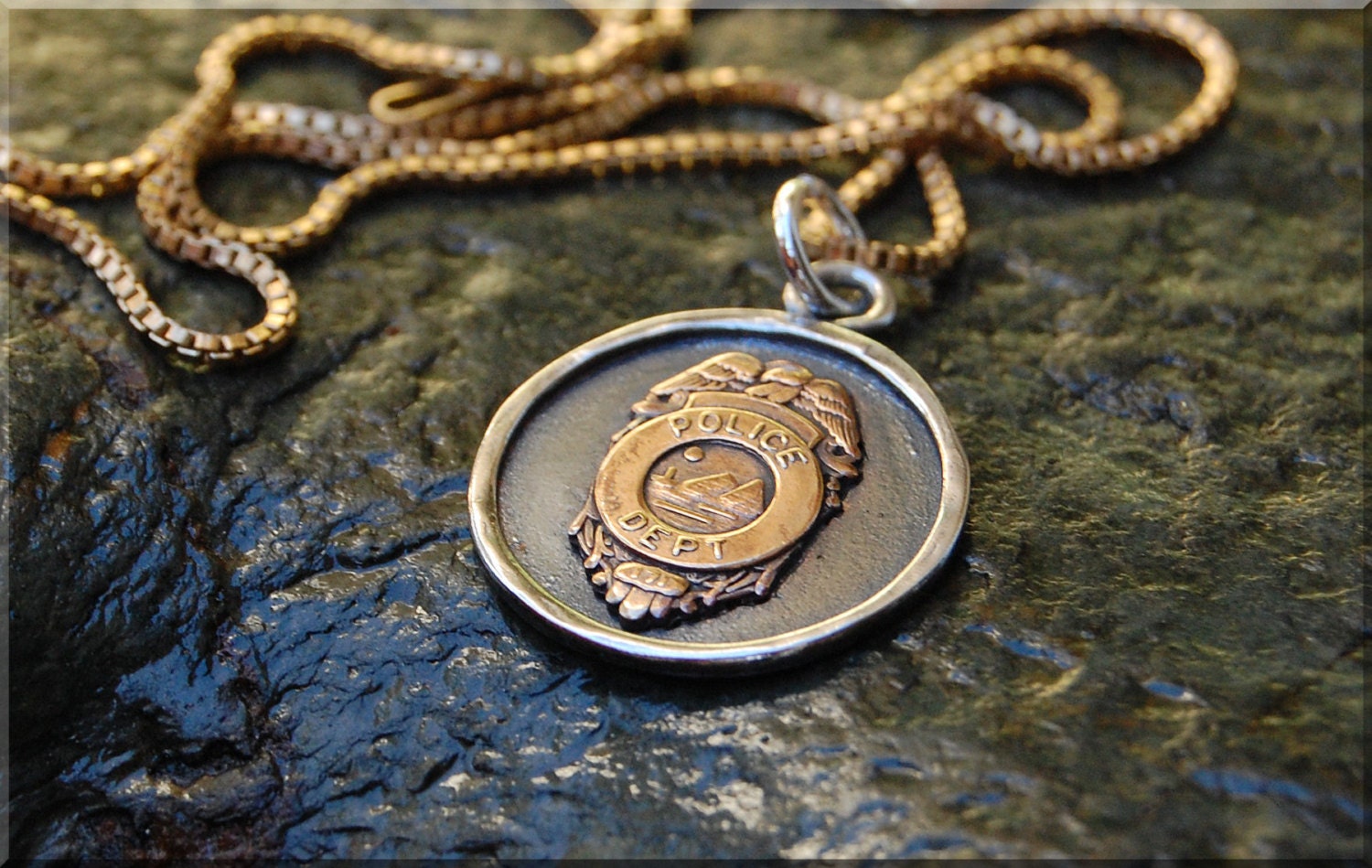 Police Badge Pendant Necklace Law Enforcement by thewrappedpixie
