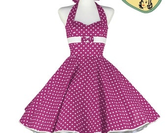 50's vintage dress pink white polka dots embellished back Tailor Made after your measurements #0083