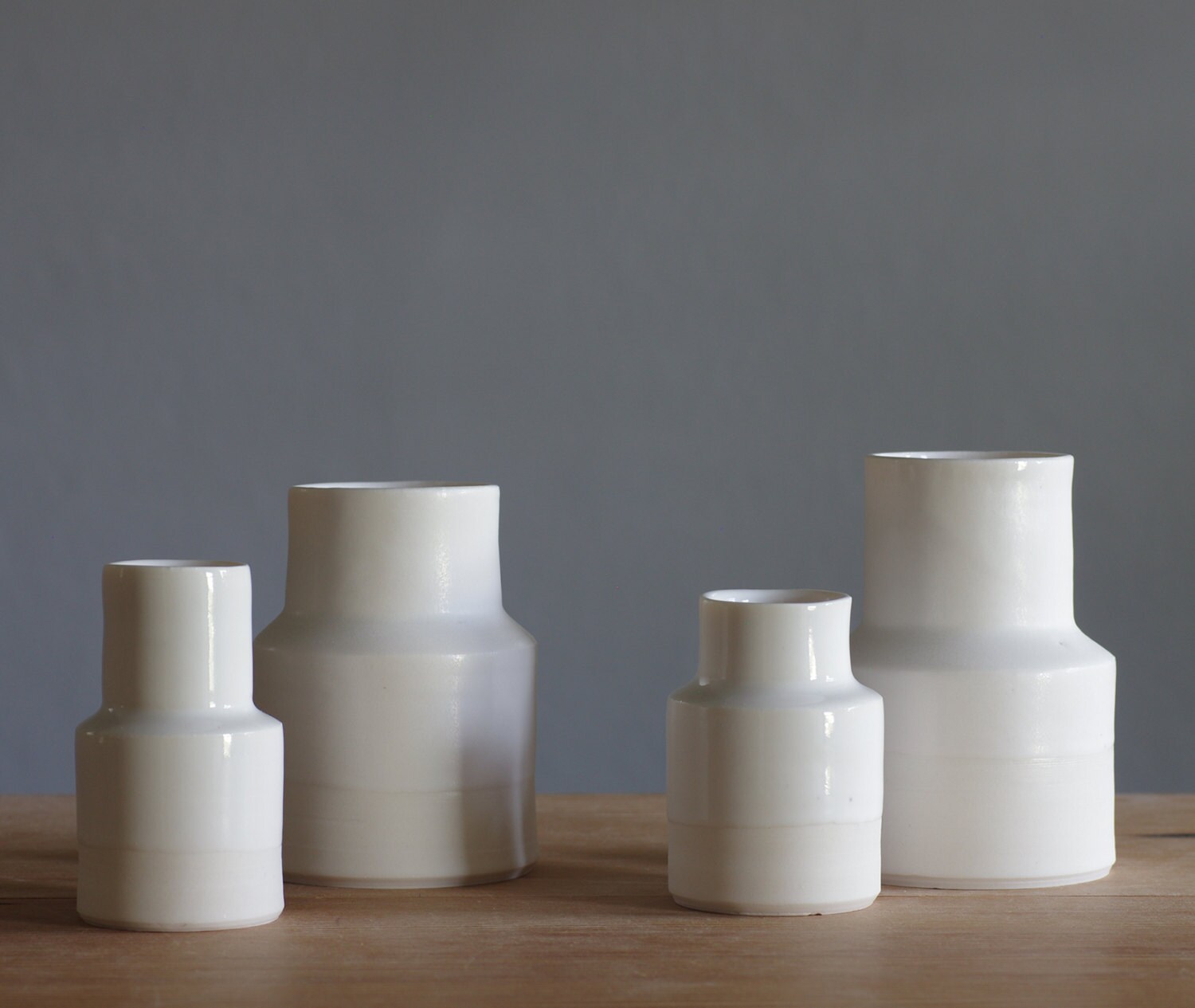 stepped cylinder vase. porcelain pottery sculpture. modern