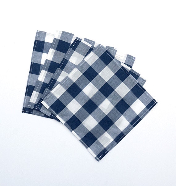 Blue and white checkered paper napkins