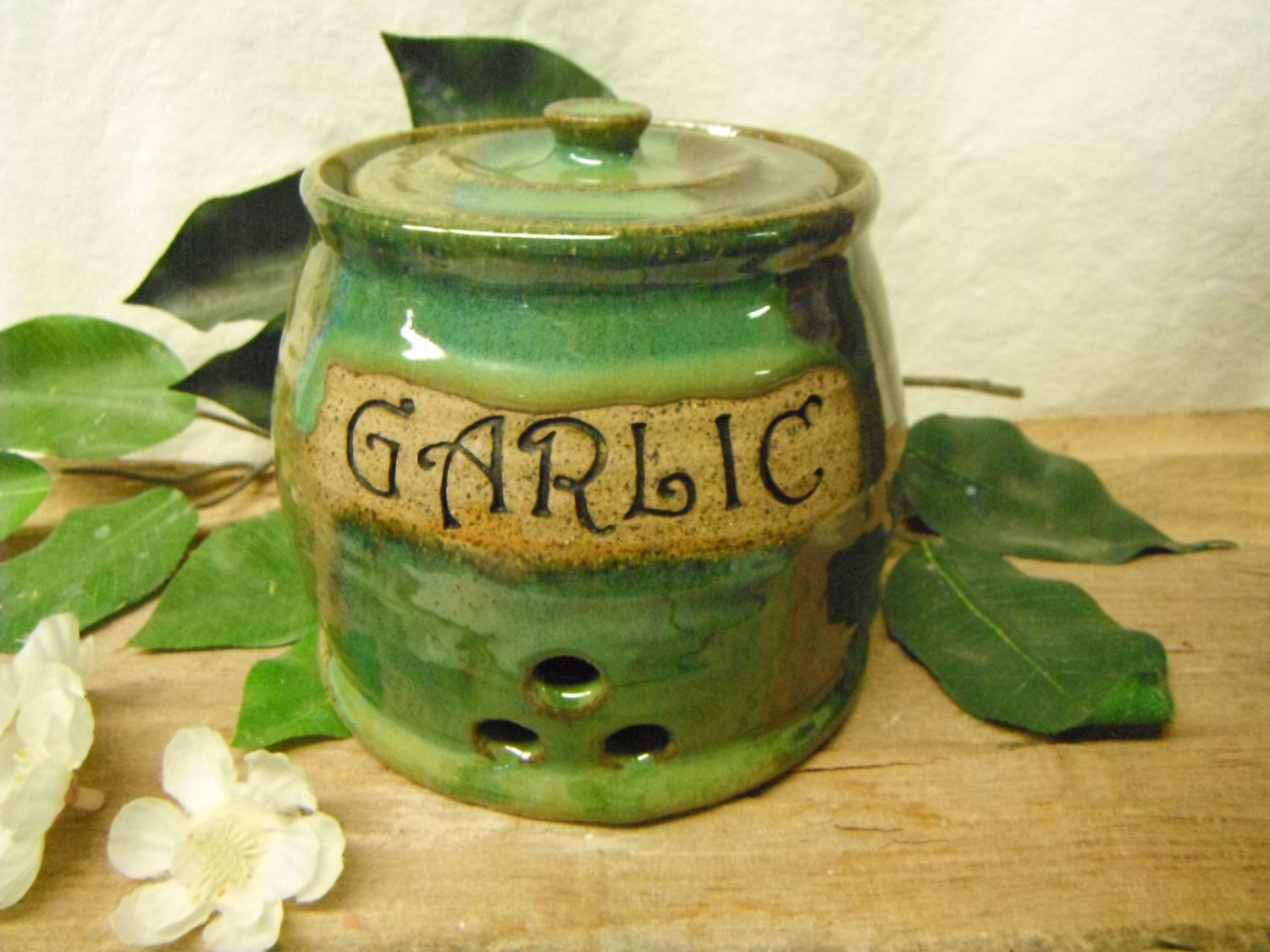 Garlic Jar Garlic Keeper Lidded Jar Kitchen Storage