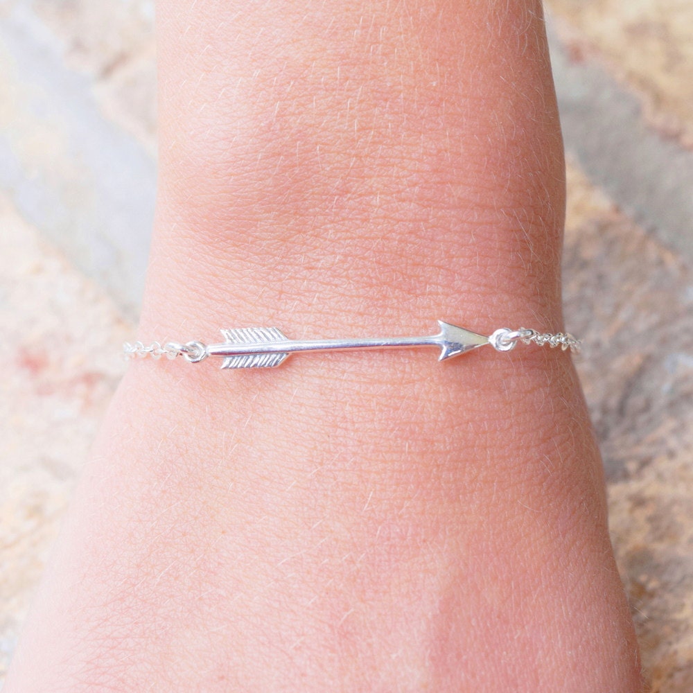 Sterling Silver Arrow Bracelet Sideways Arrow Bracelet