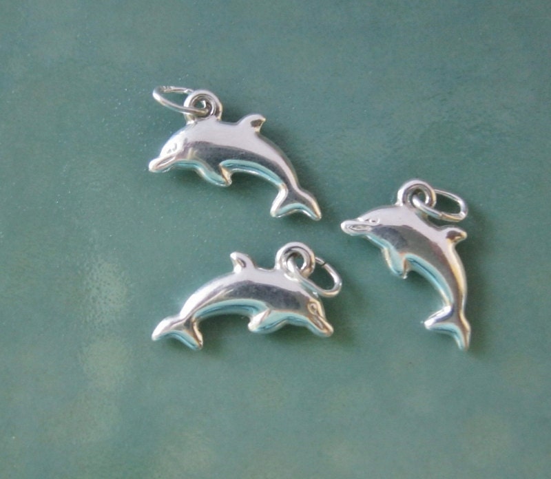 3 Dolphin Charm Sterling Silver 925 Sea Life Nautical Totem