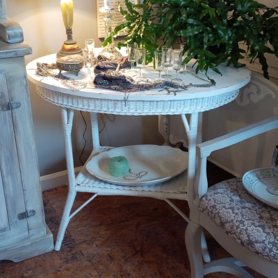 painted cottage shabby chic wicker table by tesshome on etsy painted cottage shabby chic wicker table by tesshome on etsy