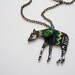 Okapi Necklace / African Animal / Chevron Animal / Chevron Necklace / Tribal / Chartreuse / Shrink Plastic Jewelry