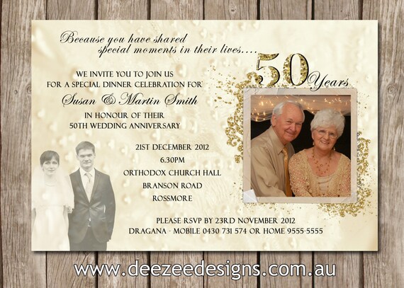 Photo Personalised 50th Wedding Anniversary Invitations - You Print Il_570xn