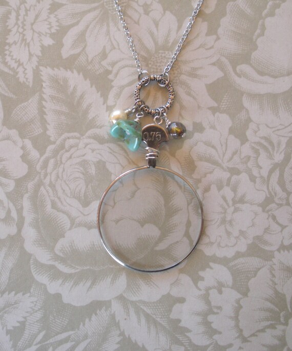 Items similar to Vintage Optical Lens Necklace with Beads on Etsy