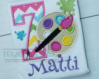 Paint Party - Art party - Create - Girls birthday shirt - Boys paint shirt