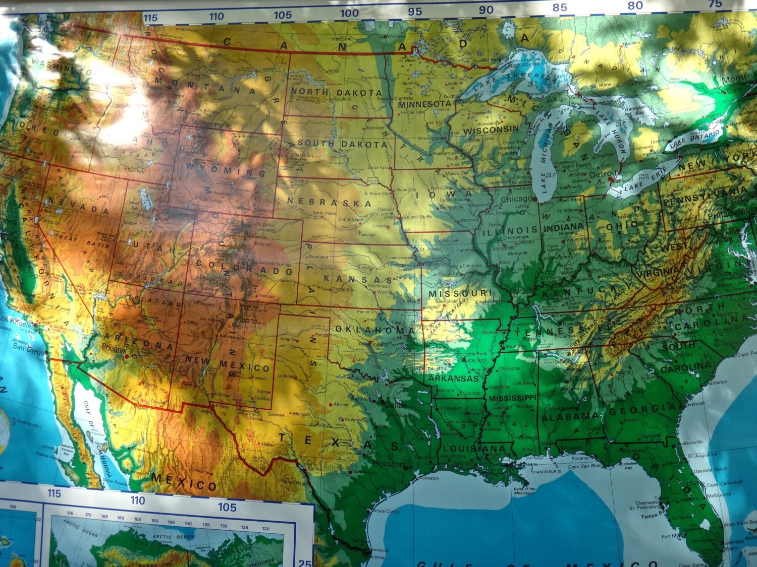 Vintage School Map Pulldown Map Landform Maps Nystrom