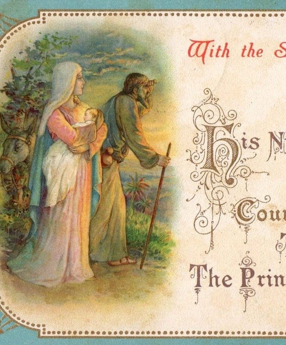 Beautiful Vintage Religious Christmas Greetings Postcard Early