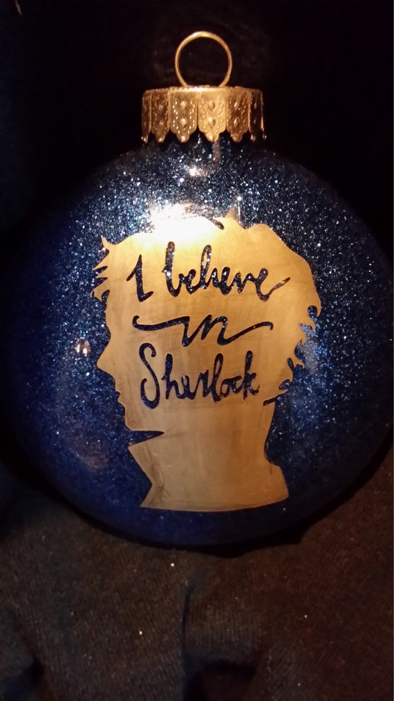 I believe in Sherlock  Glass Glitter Etched  Ornament