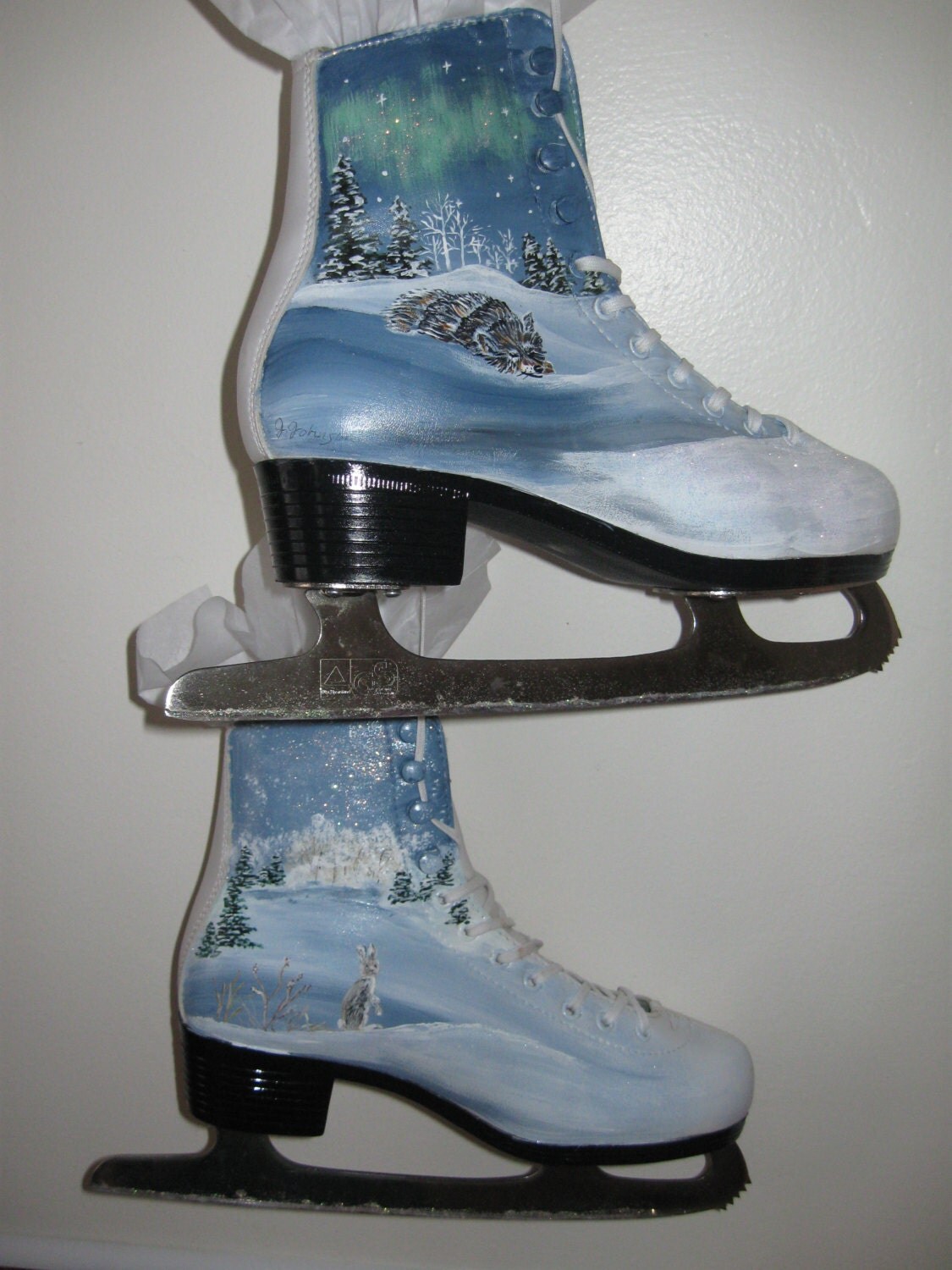 Ice Skates upcycled and handpainted
