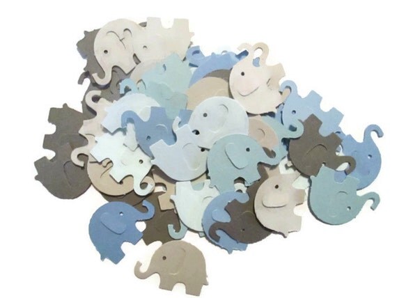100 Piece Greys and Blues Elephant Confetti - Baby Showers, Blue and Grey Showers, Modern Baby Shower Il_570xn