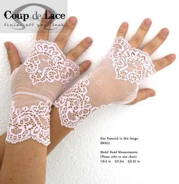 light pink fingerless gloves