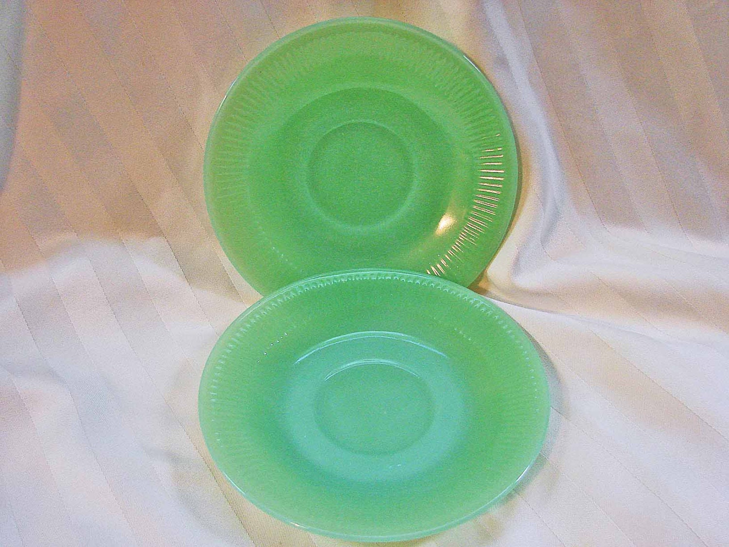 Fire King Jadite Jadeite Plates Jane Ray Saucers Set 4 Fire