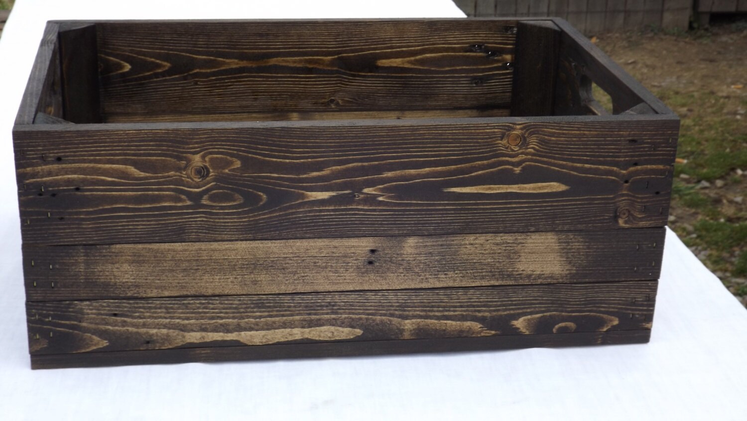 Reclaimed Wooden Storage Crate With Jacobean Finish by Crisssexton