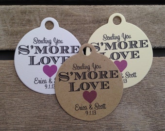 Wedding Gift Tags - Sending You S'more Love - Wedding Favor Tags - Customizable Personalized (WT1427)