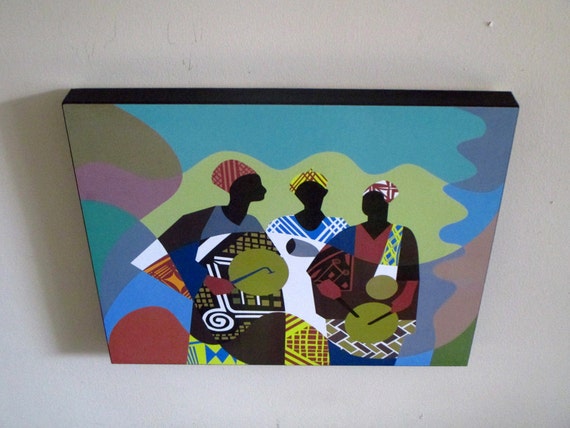 African Artwork African Drum Painting African Painting by iQstudio