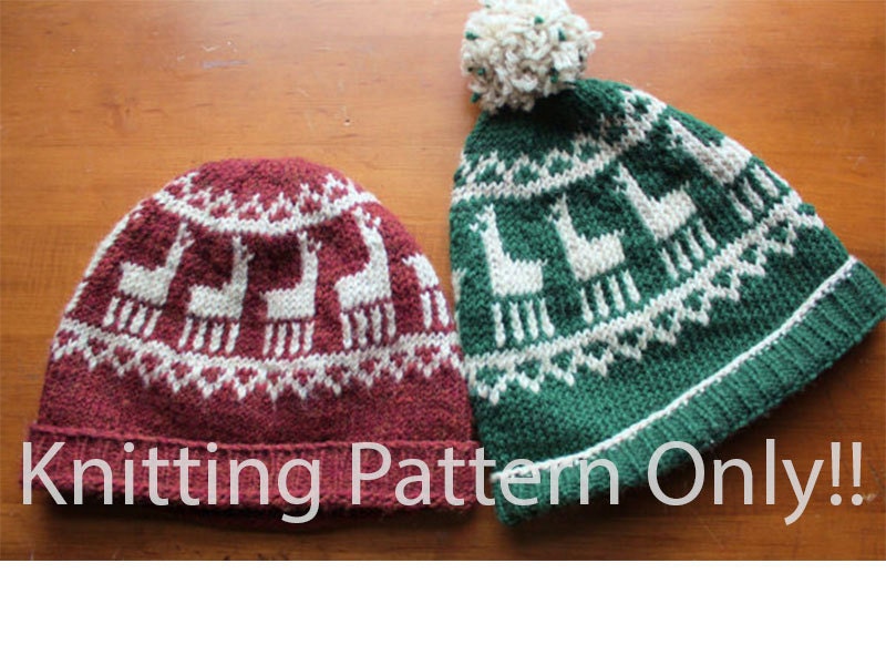 Llama Hat Knitting Pattern Instant Download PDF Hand Knit Hat