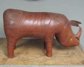 Vintage Omersa Leather Rhino Stool