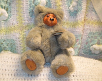 RAIKES 1989 COOKIE Gray Bear with Tag Ex Condition, Vintage Teddy Bear, Vintage Stuffed Teddy Bear, Vintage Bear :)S