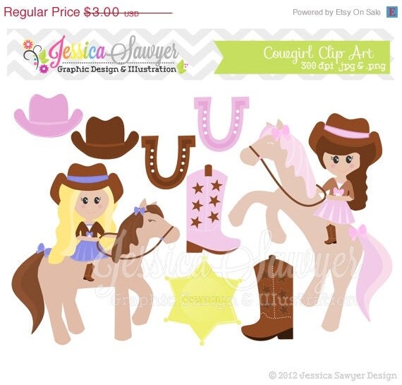 50% OFF - INSTANT DOWNLOAD, Cowgirl clipart - - western clip art - commercial use - card making - digital element Il_570xn