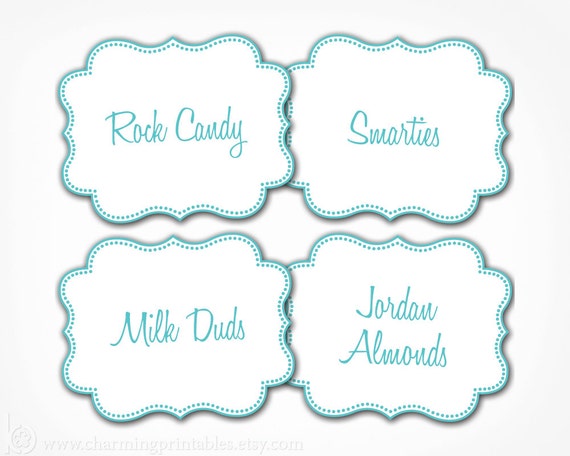 Candy Buffet Labels - Custom Color(s), Font - PRINTABLE - Custom Candy, Popcorn, Snack, Ice Cream, Cookie Buffet Labels Il_570xn