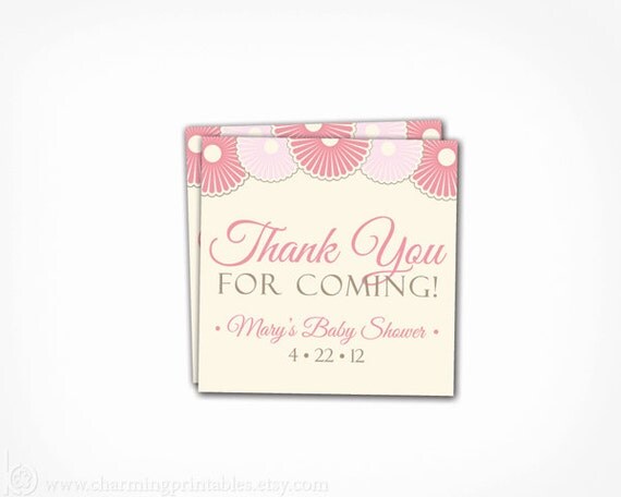 Girl Baby Shower Tags - Vintage Inspired - PRINTABLE Thank You - DIY Digital File - Baby Shower Favor Tags - Vintage Baby Shower Il_570xn