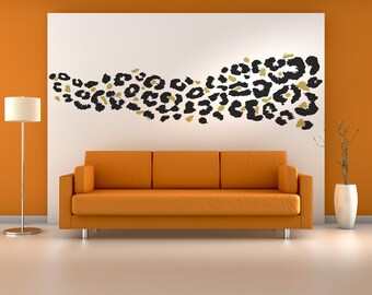 Giant Leopard Print Removable Wall Vinyl, animal print wall art leopard wall  decal leopard print fan wall sticker wall decal