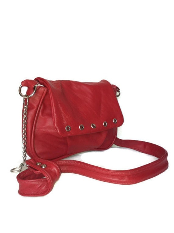 Red Leather Crossbody Bag Women Handbags Small Shoulder