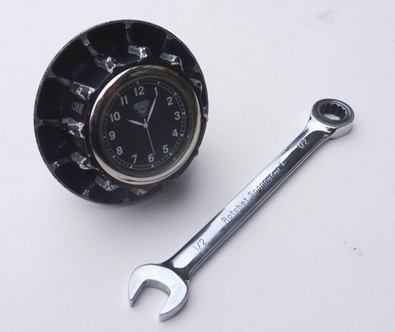 Mercedes Formula 1 racecar wheel nut desk or bedside clock