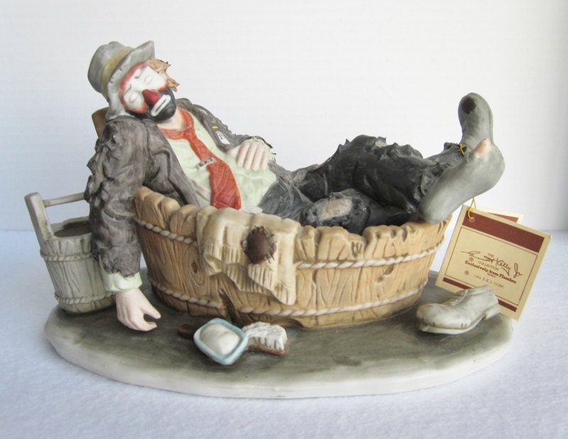 Vintage Flambro Emmett Kelly Jr. Saturday Night Large