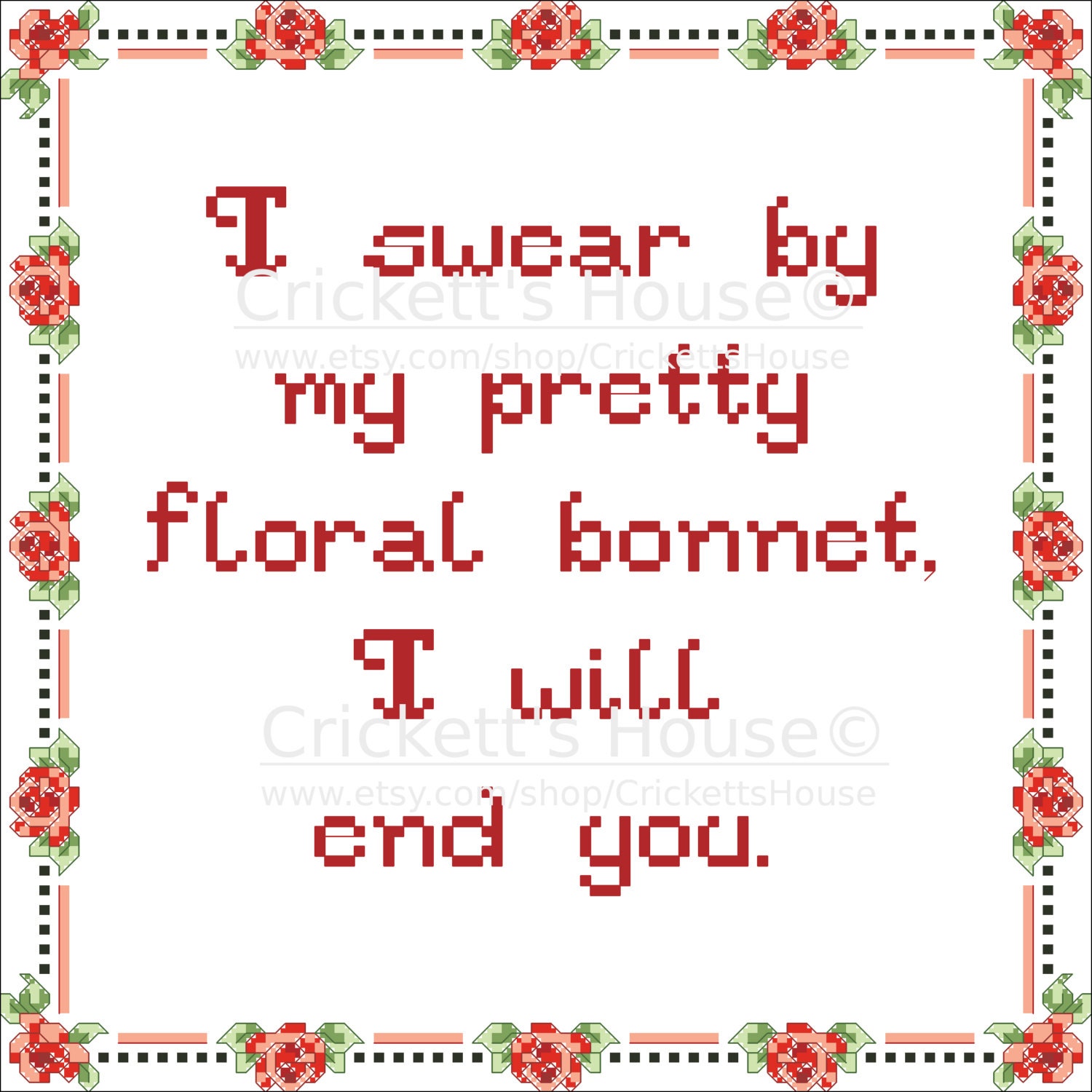 Pretty Floral Bonnet Cross Stitch Pattern Quotes Firefly