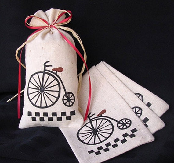 25 Fabric Gift Bags Old Fashioned Bicycle
