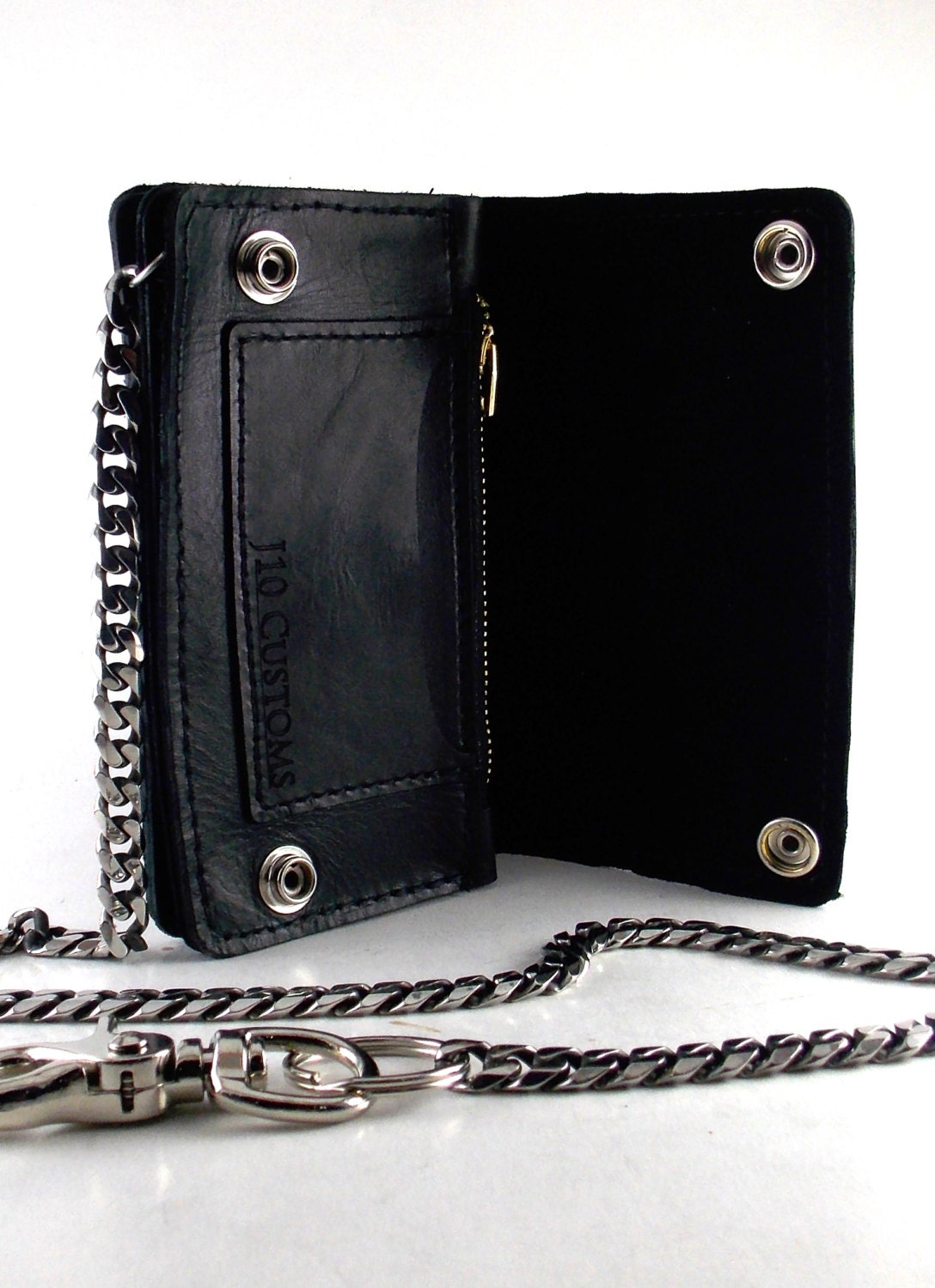 Customize Your Vintage Style Handmade Biker Wallet_Black with