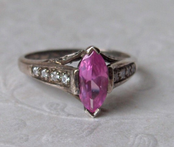 Avon gemstone ring Pink sapphire White topaz Sterling