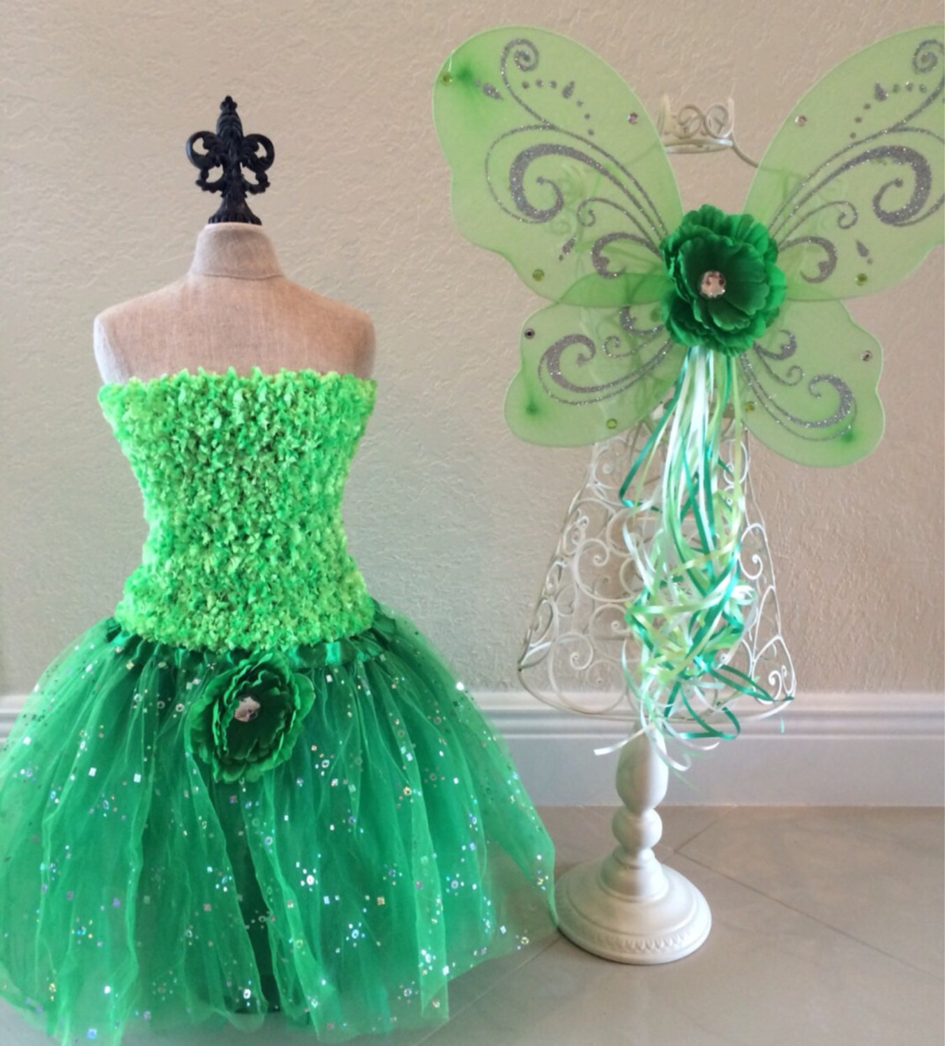 Tinkerbell Costume Fairy Costume Tinkerbell Wings by partiesandfun