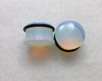 Single Flare Saddle Opal Semi-Precious Stone Plugs (with O-Ring)