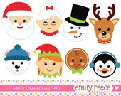 50% OFF - Santa Claus Mrs Claus Snowman Reindeer Cute Clip Art - Commercial Use - Scrapbooking Invitations Cards - Instant Download Il_170x135