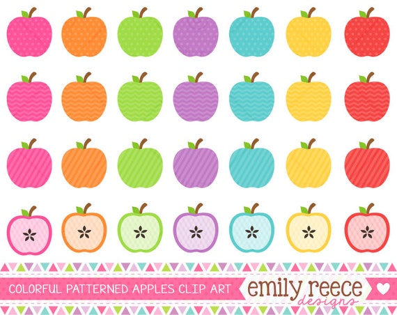 50% OFF - Apples Colorful Polka Dot Chevron Stripes Cute Clip Art - Commercial Use - Scrapbooking Invitations Cards - Instant Download Il_570xn