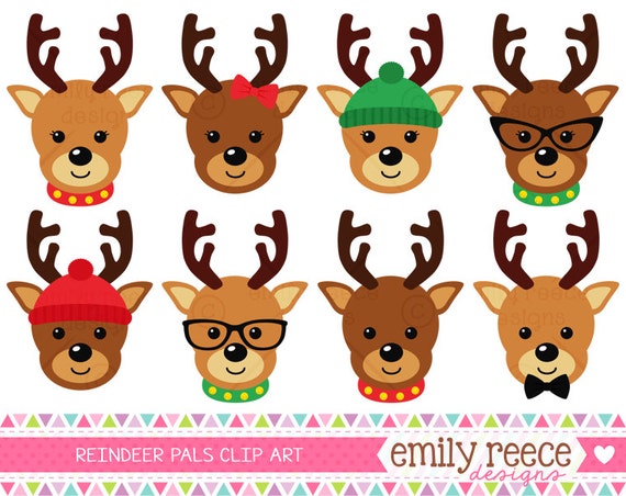 50% OFF - Reindeer Nerd Hispter Jingle Bells Glasses Cute Clip Art - Commercial Use - Scrapbooking Invitations Cards - Instant Download Il_570xn